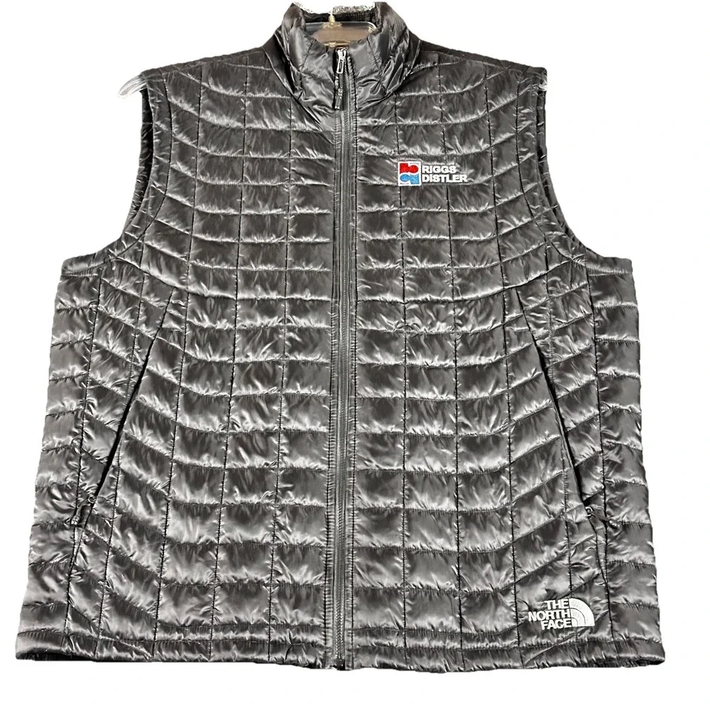 The North Face Vest Mens Large Black ThermoBall Eco Quilted TREKKER Embroidered
